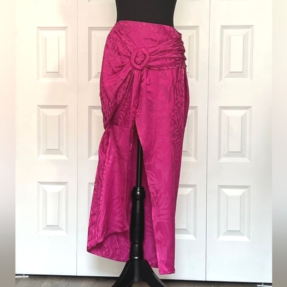ZARA Fuschia Maxi Printed Wrap Skirt Size M